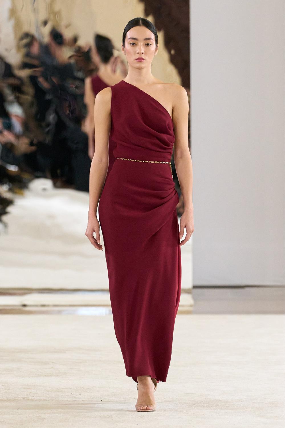 Rhea Costa Charlotte Midi Dress In Ruby Red