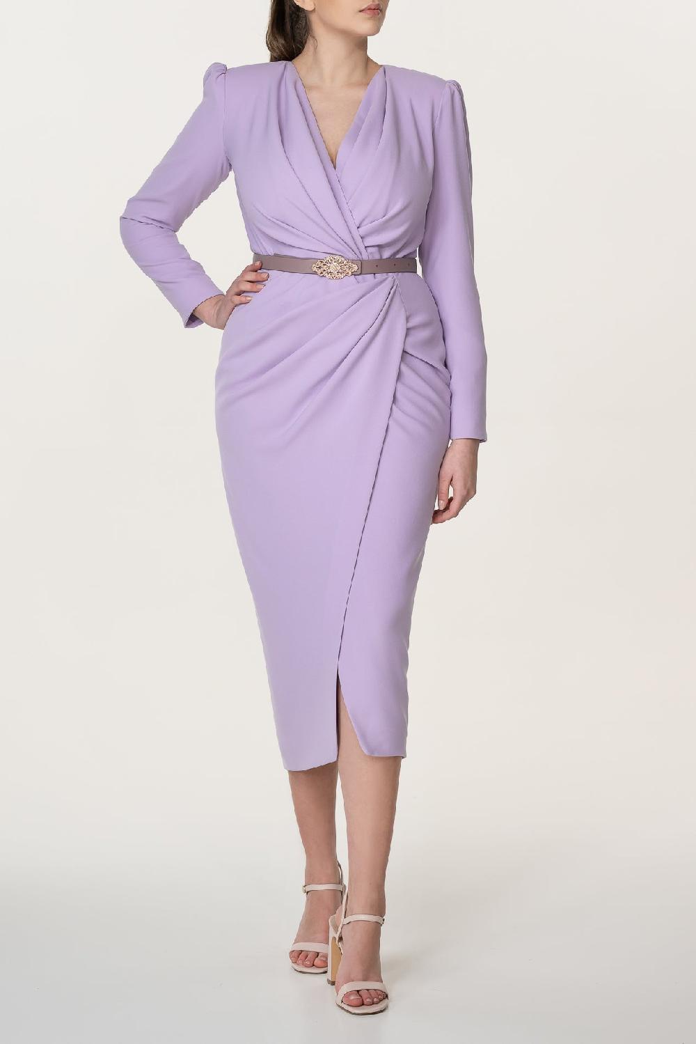 Rhea Costa Chloe Midi Crepe Dress In Orchid