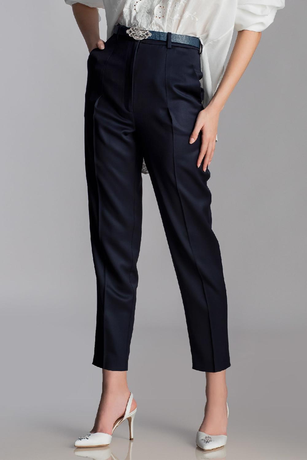 rhea costa Classic Conic Wool Pants In Indigo