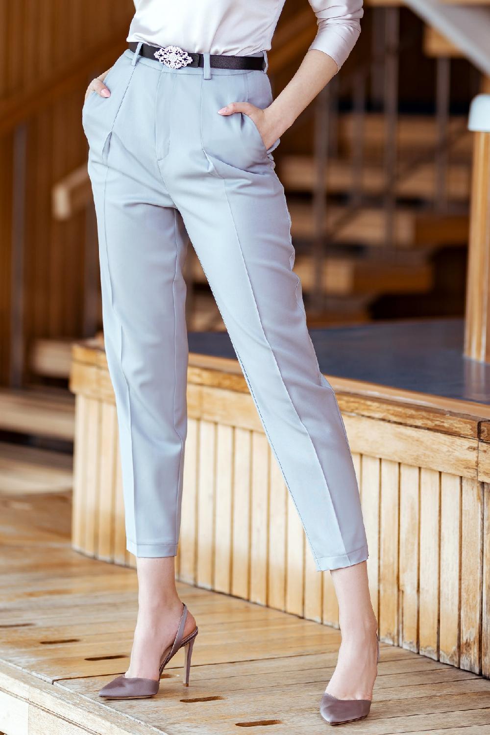 rhea costa Classic Conic Wool Pants in Pearl