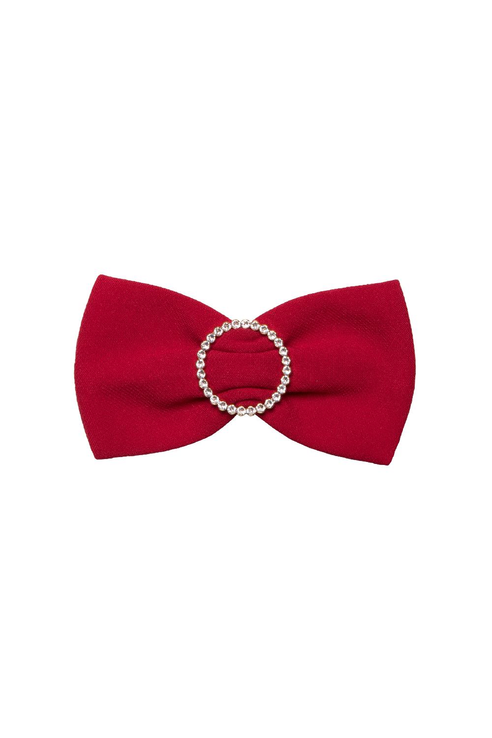 Rhea Costa Crystals Red Crepe Bow Brooch