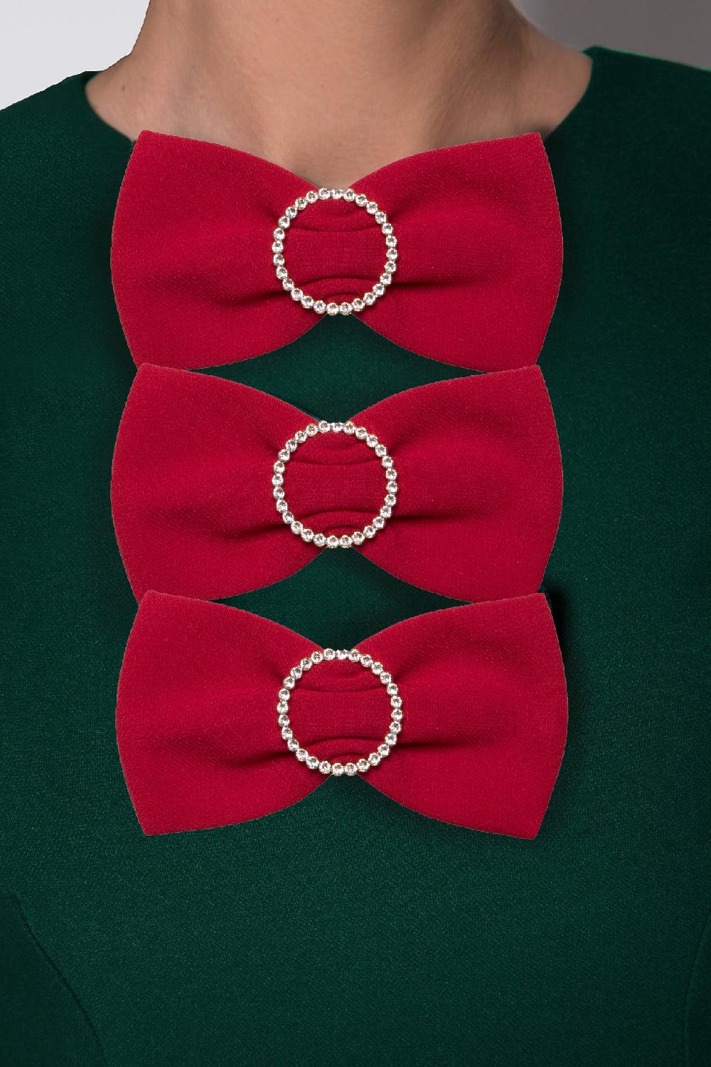 Rhea Costa Crystals Red Crepe Bow Brooch