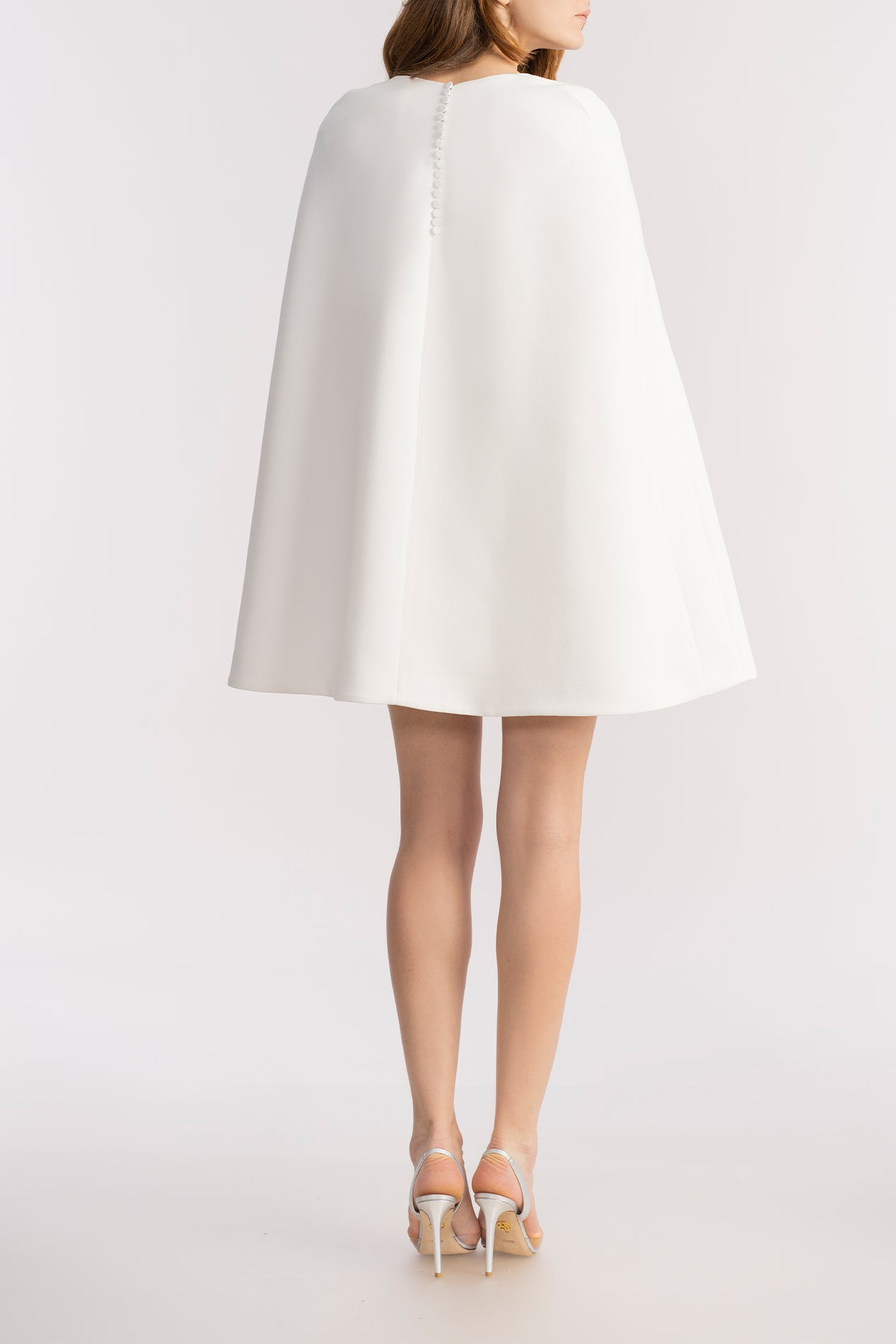 Rhea Costa Dalia Cape-Effect Ivory Dress