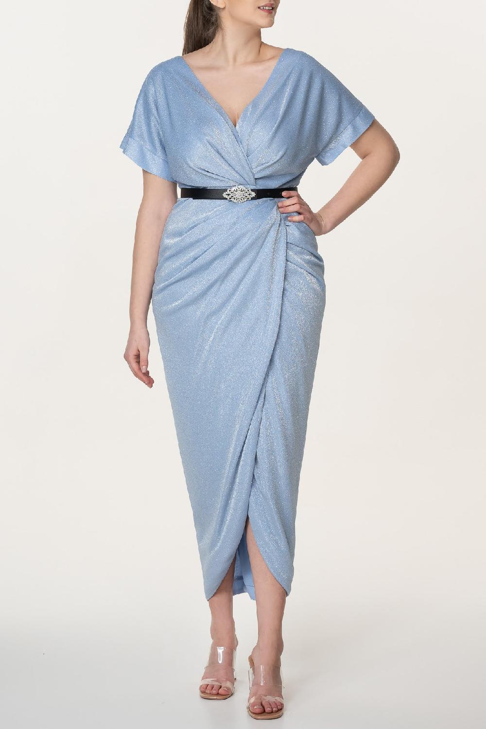 Rhea Costa Daphne Jersey Dress In Azure