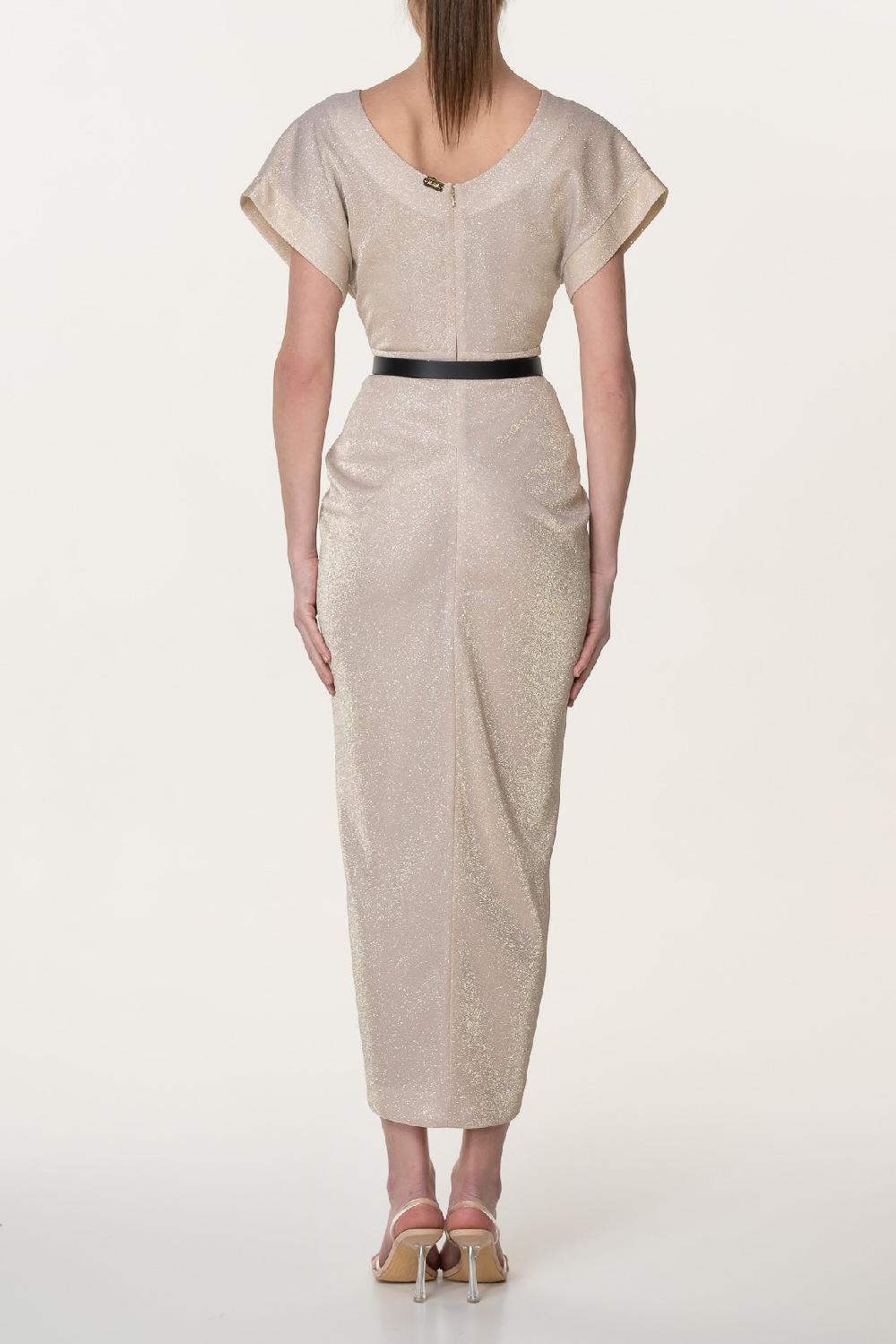 Rhea Costa Daphne Jersey Dress In Gold-Island