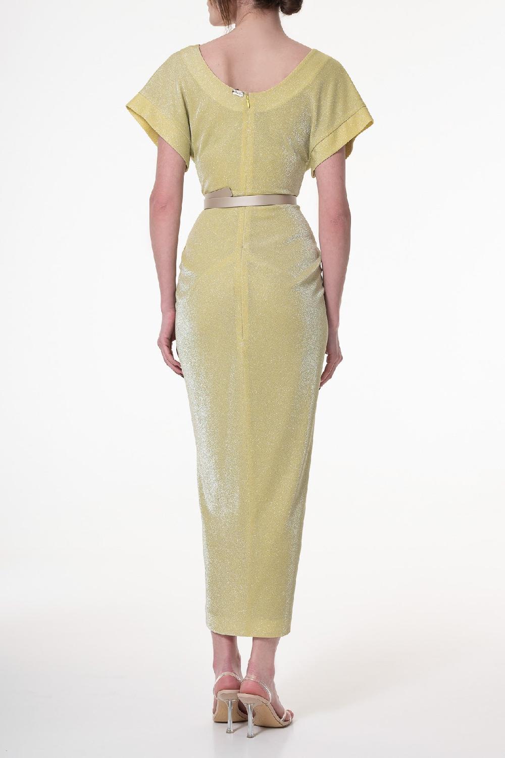 Rhea Costa Daphne Jersey Dress In Lime