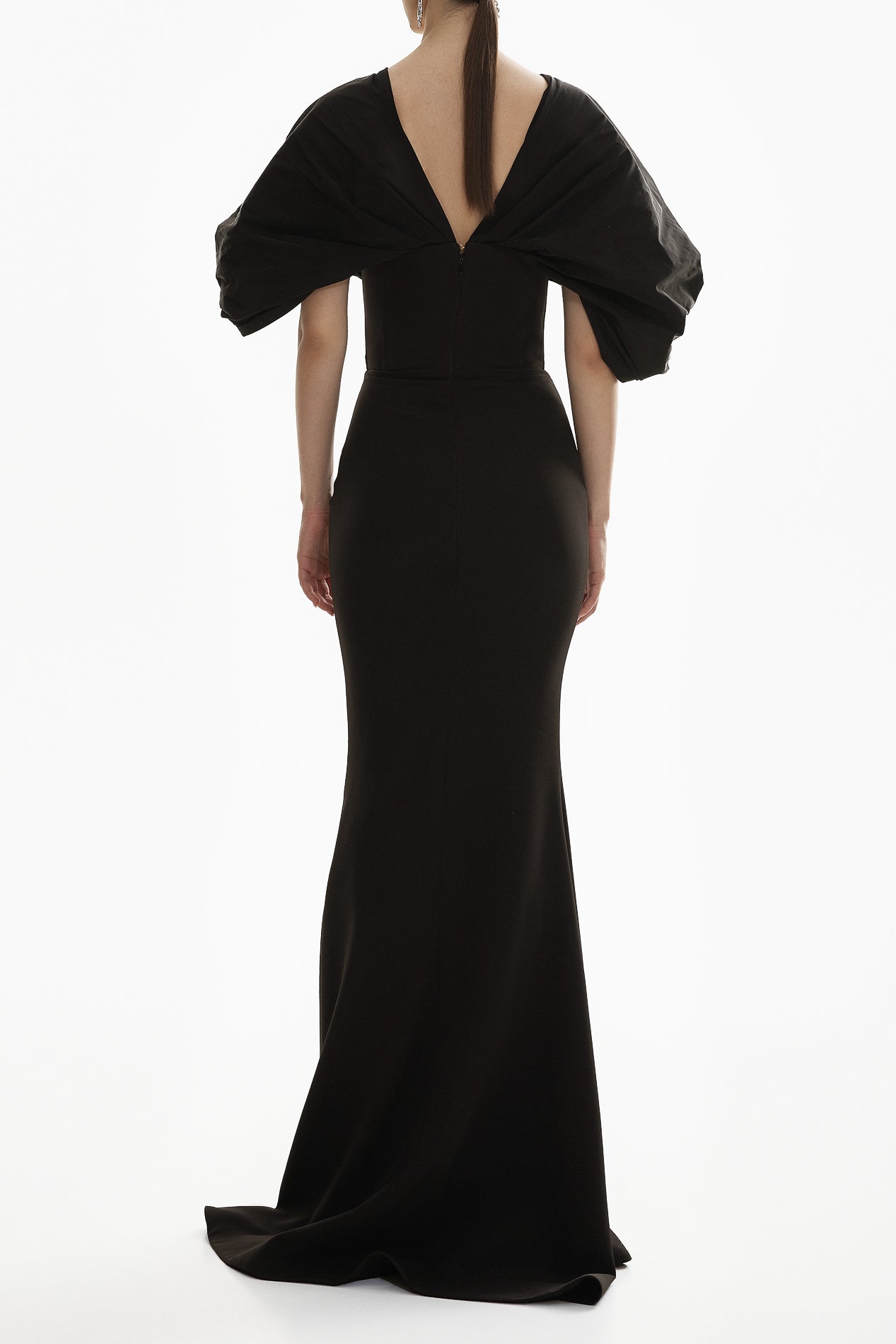 Rhea Costa Dina Crepe Taffeta Dress In Black