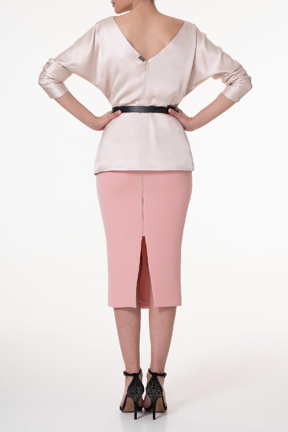 Rhea Costa Elegant Satin Blouse In Cipria