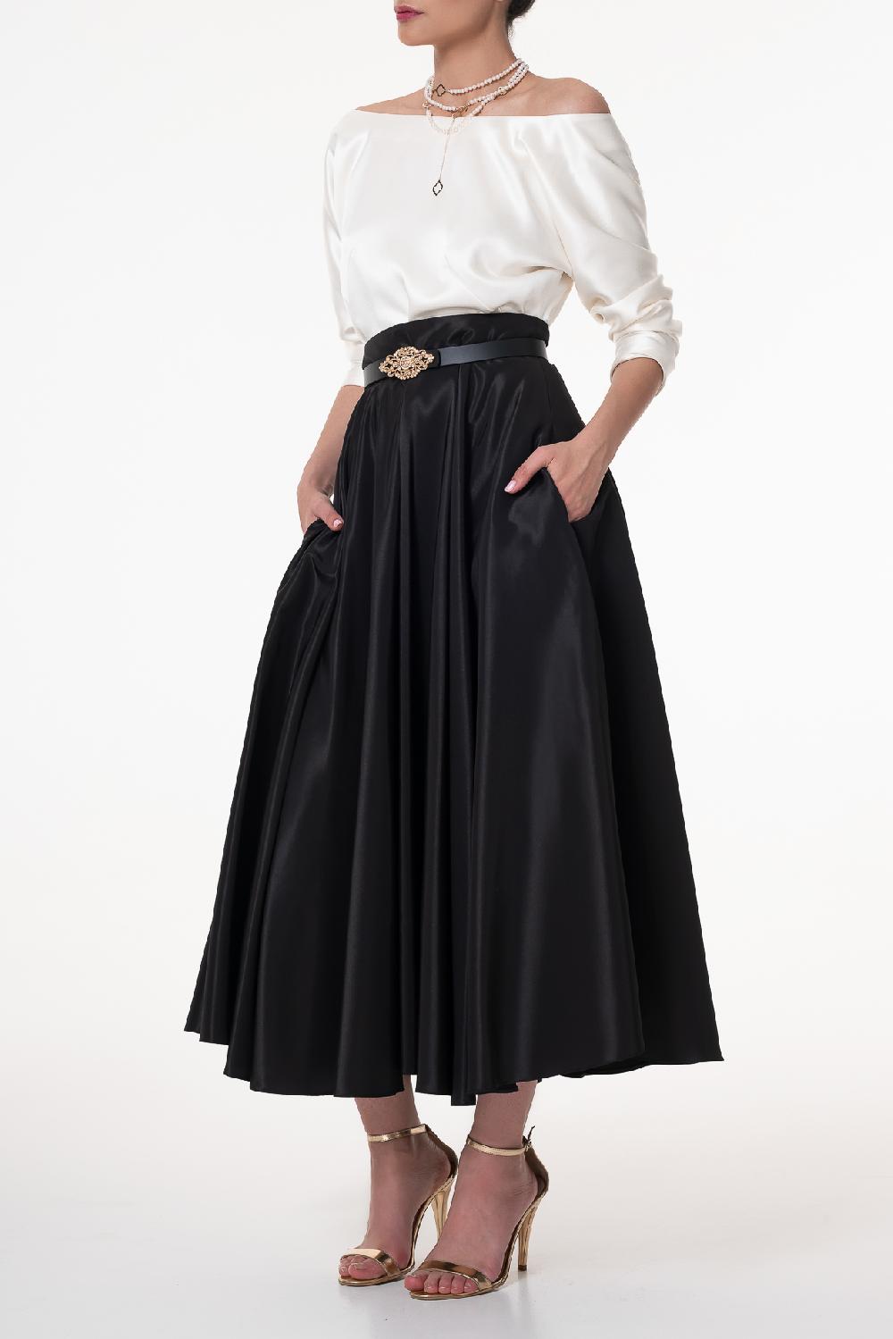 Rhea Costa Elegant Satin Blouse In Ivory