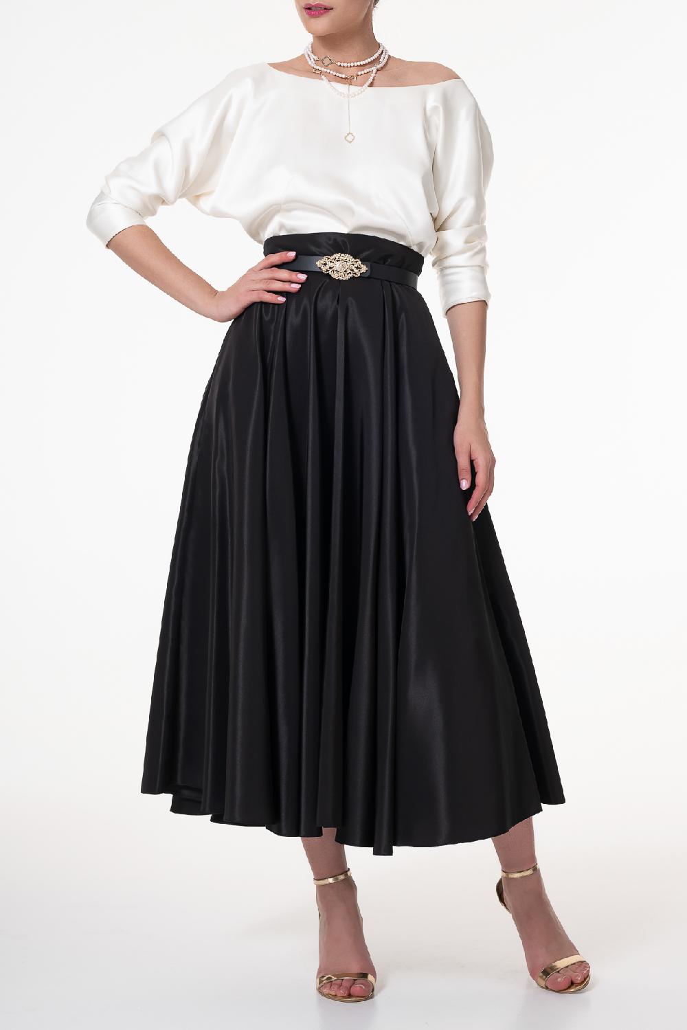 Rhea Costa Elegant Satin Blouse In Ivory