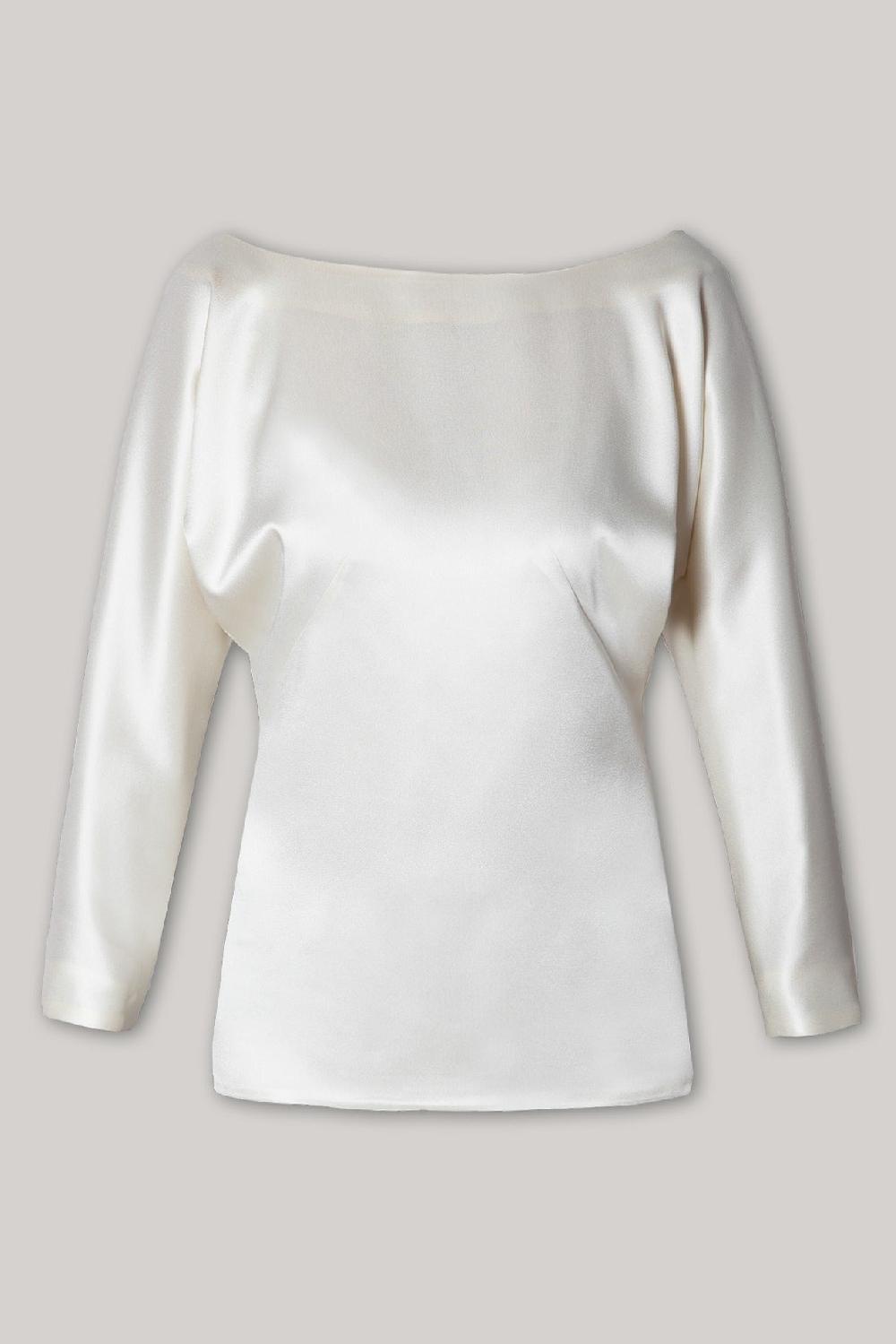 rhea costa Elegant Satin Blouse In Ivory