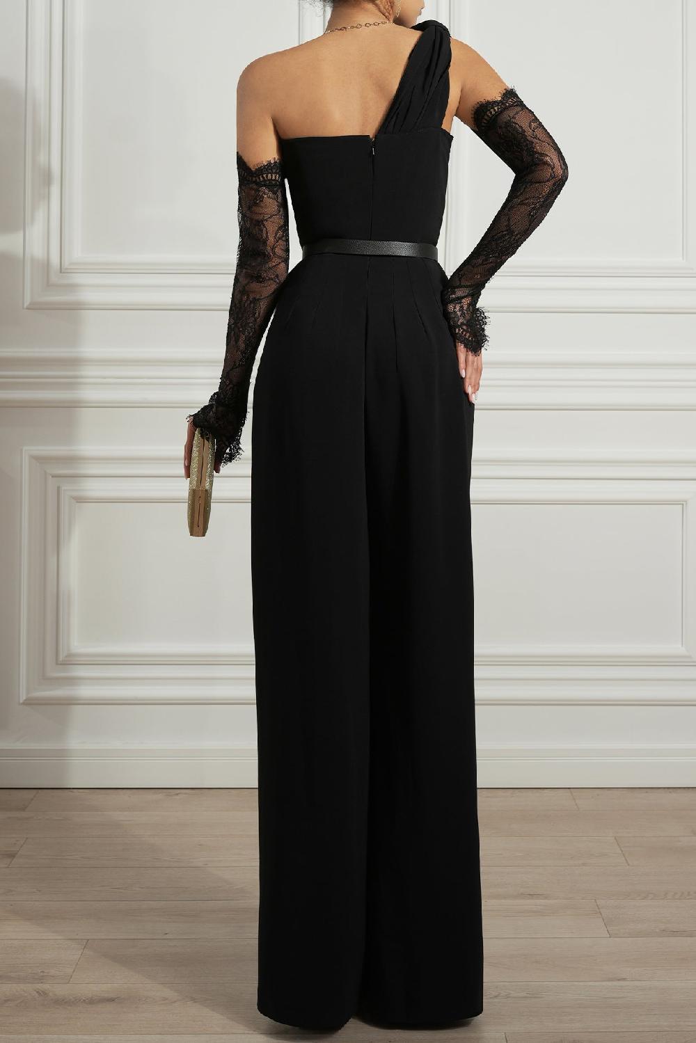 Rhea Costa Elena Crepe Jumpsuit In Black