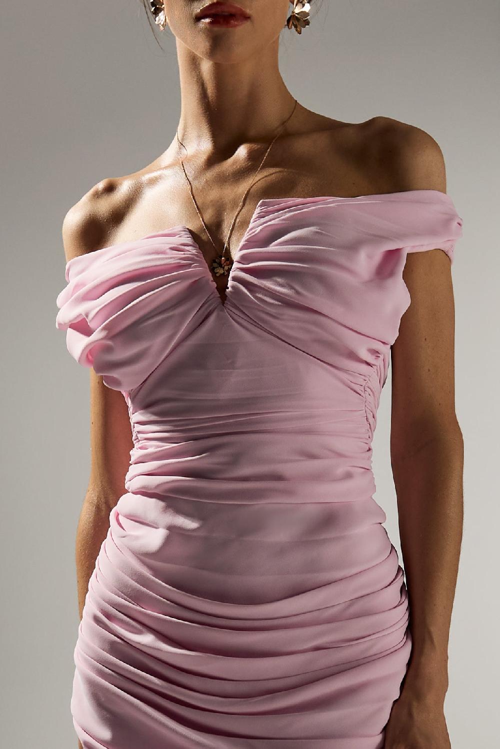 Rhea Costa Eliza Long Dress In Ballet-Pink