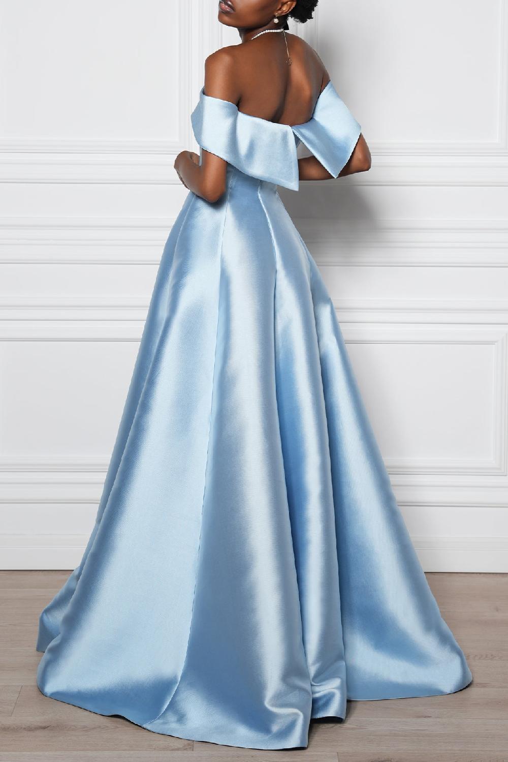 Rhea Costa Ellie Arctic Blue Mikado Long Dress