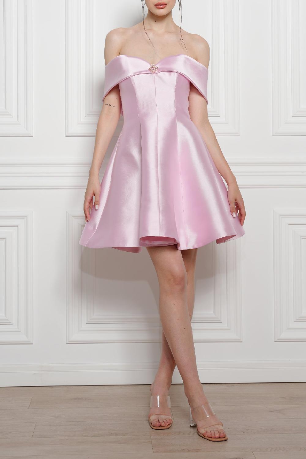 rhea costa Ellie Mikado Short Dress In Soft-Lilac