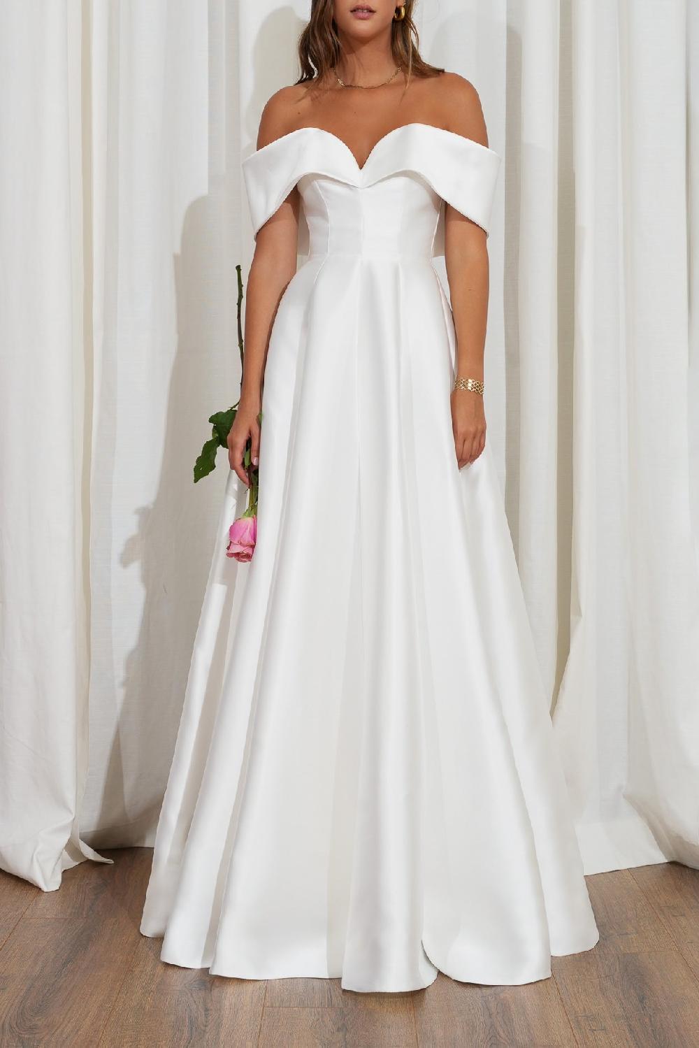 rhea costa Ellie Off-White Bridal Mikado Gown
