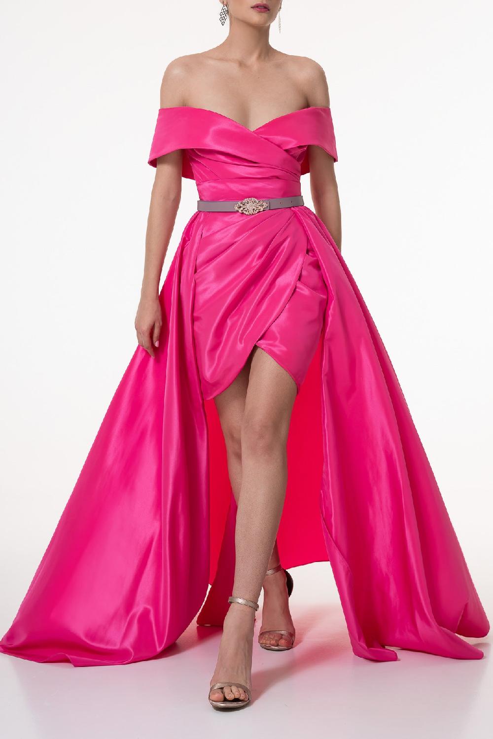 Rhea Costa Enid Taffeta Short Dress In Bubblegum