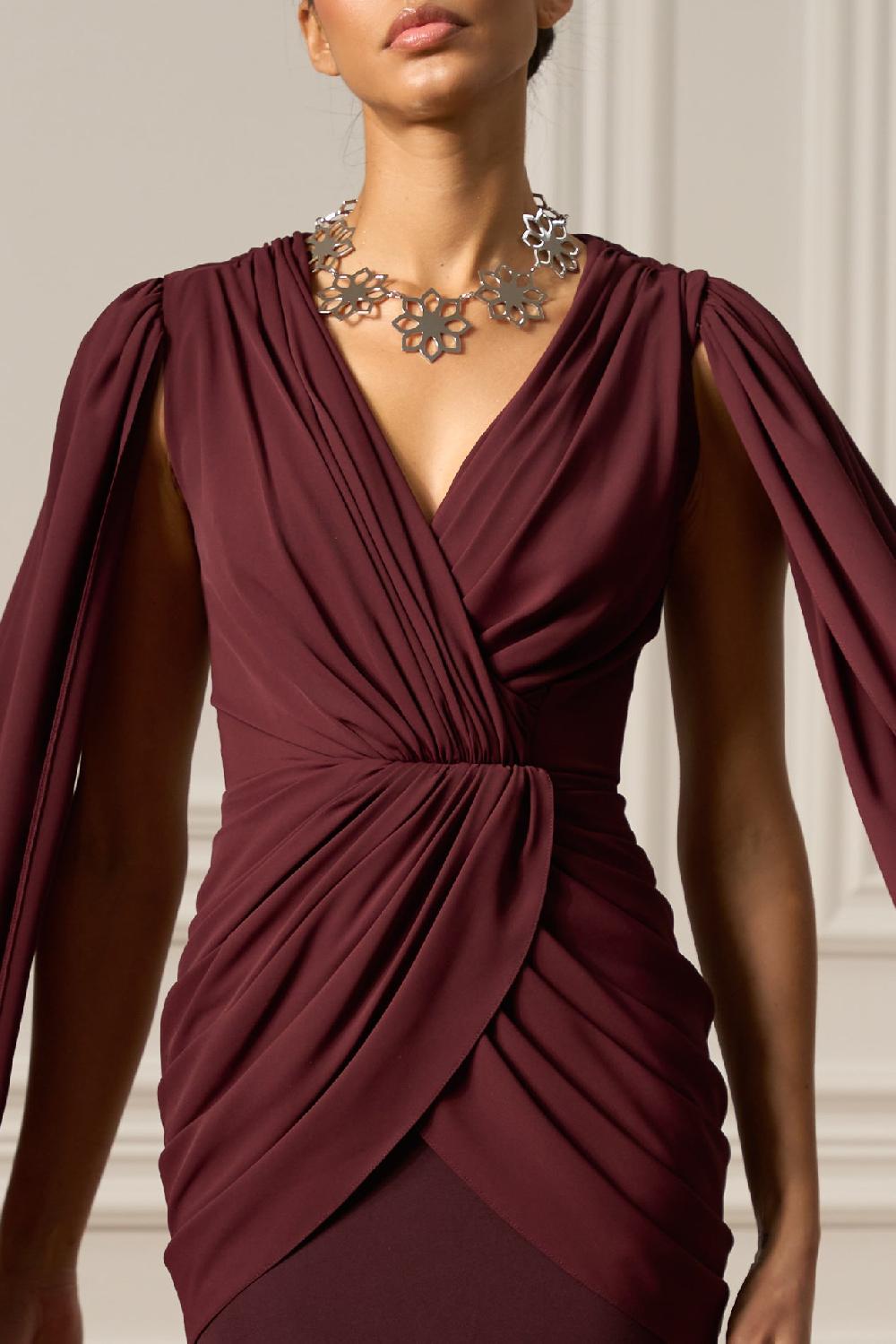 Rhea Costa Evelyn Dress In Burgundy