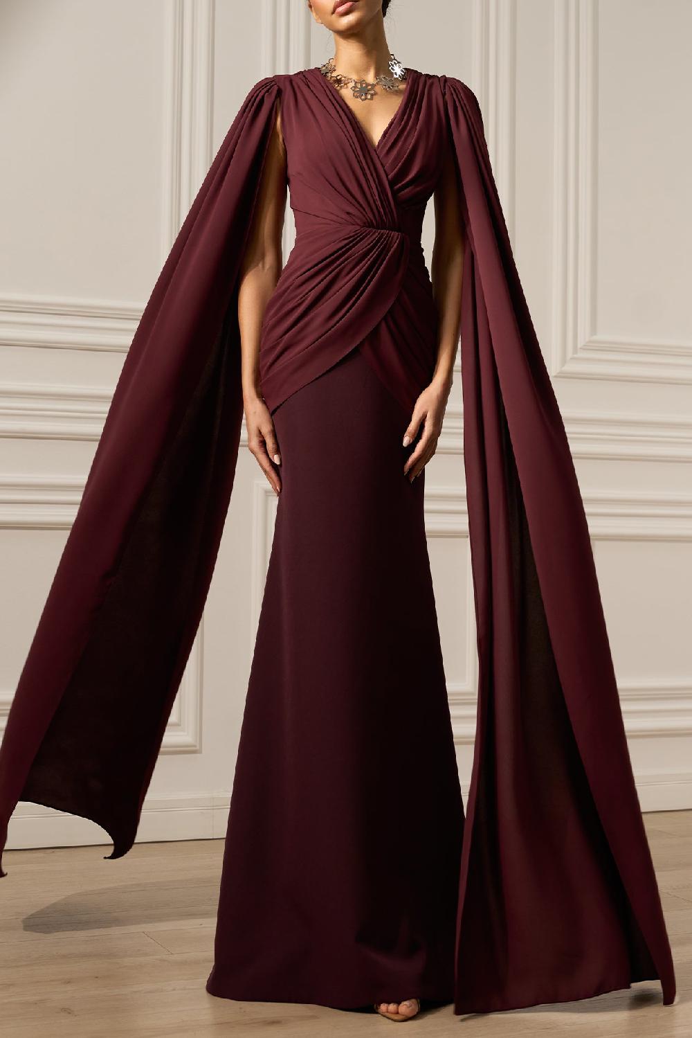 rhea costa Evelyn Dress In Burgundy