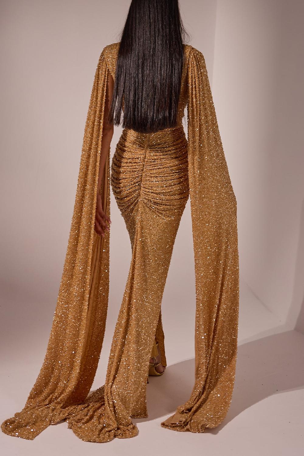 Rhea Costa Evelyn Dress In Gold