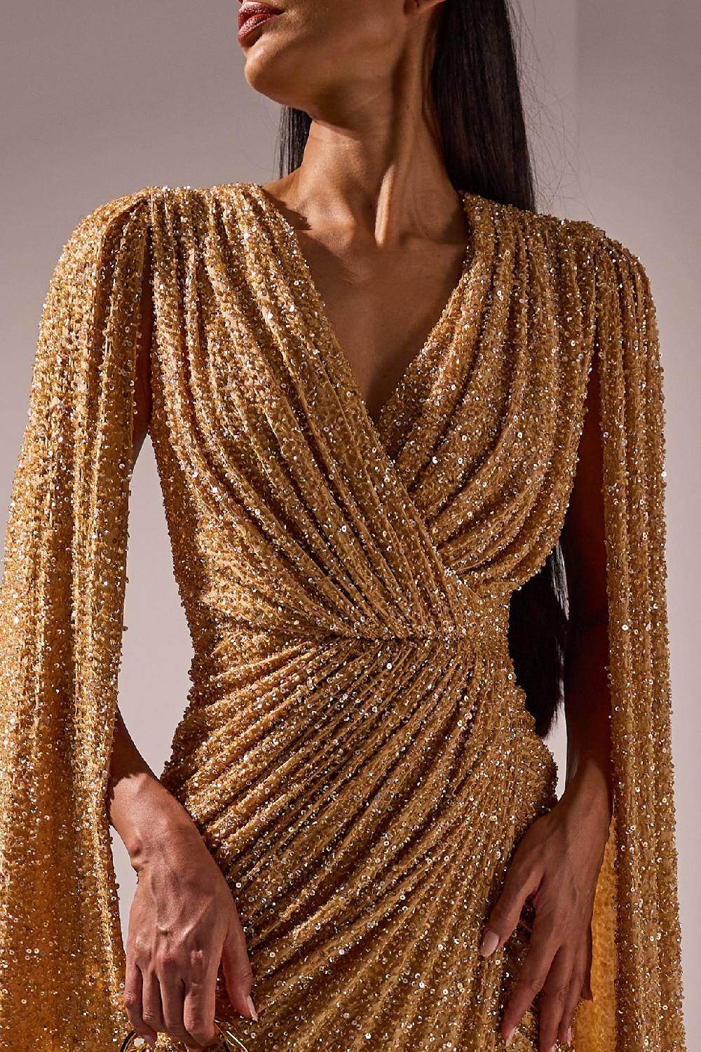 Rhea Costa Evelyn Dress In Gold