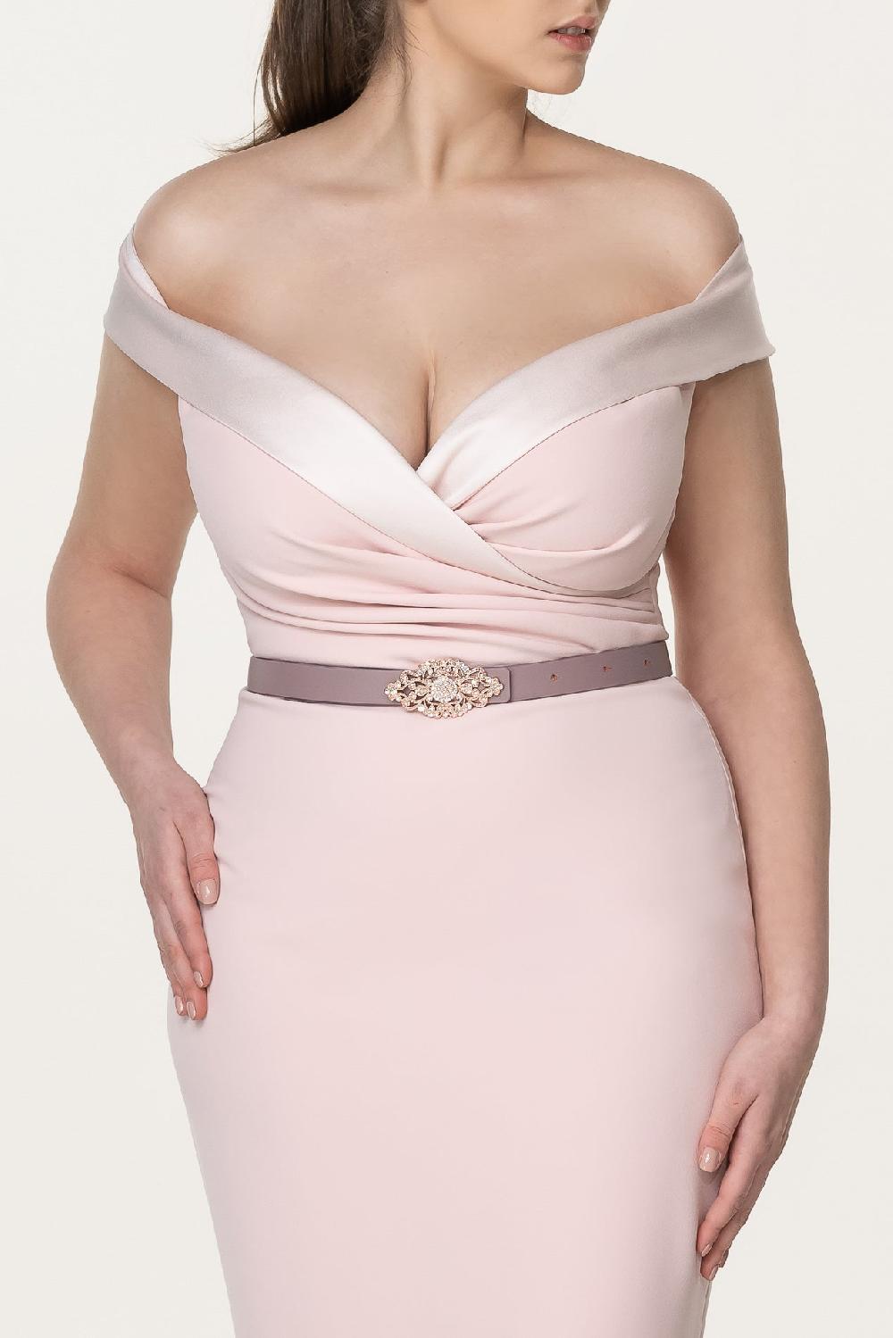 Rhea Costa Farida Crepe Midi Dress In Nude-Rose