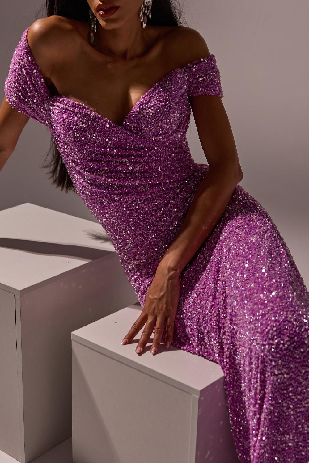 Rhea Costa Gaia Dress In Royal-Lilac
