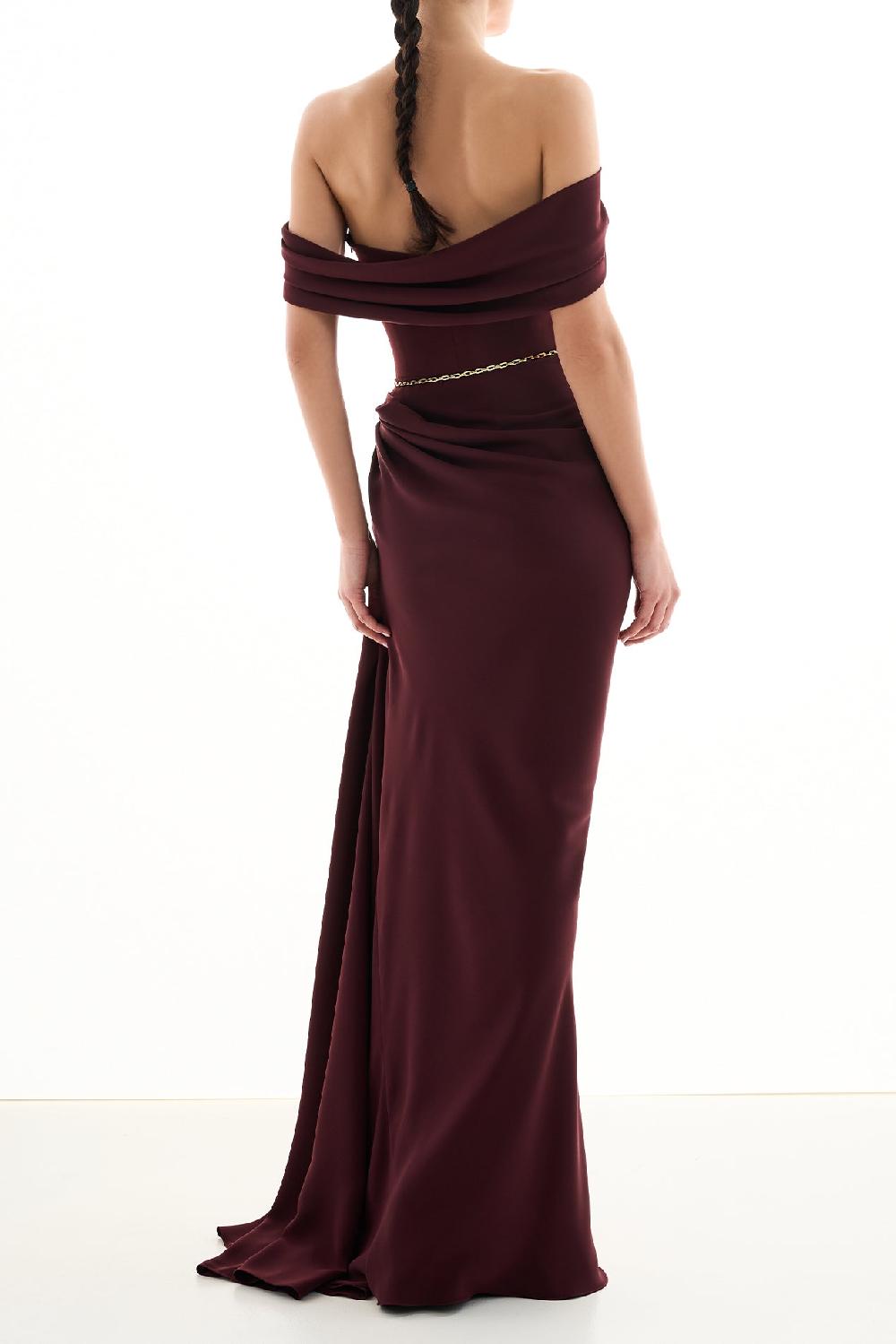 Rhea Costa Gaia Long Dress In Burgundy