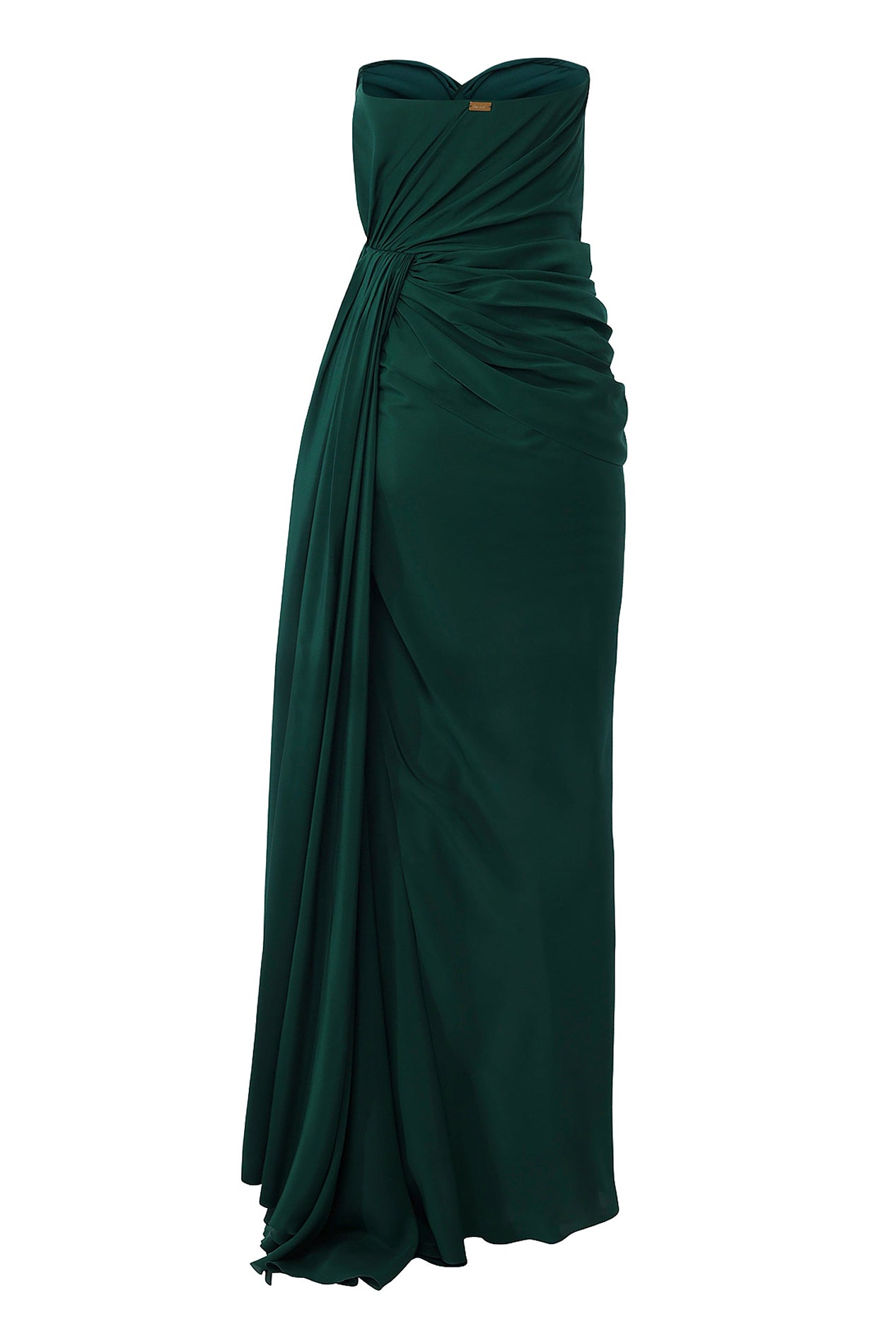 Rhea Costa Gaia Silk Dress In Forest-Green