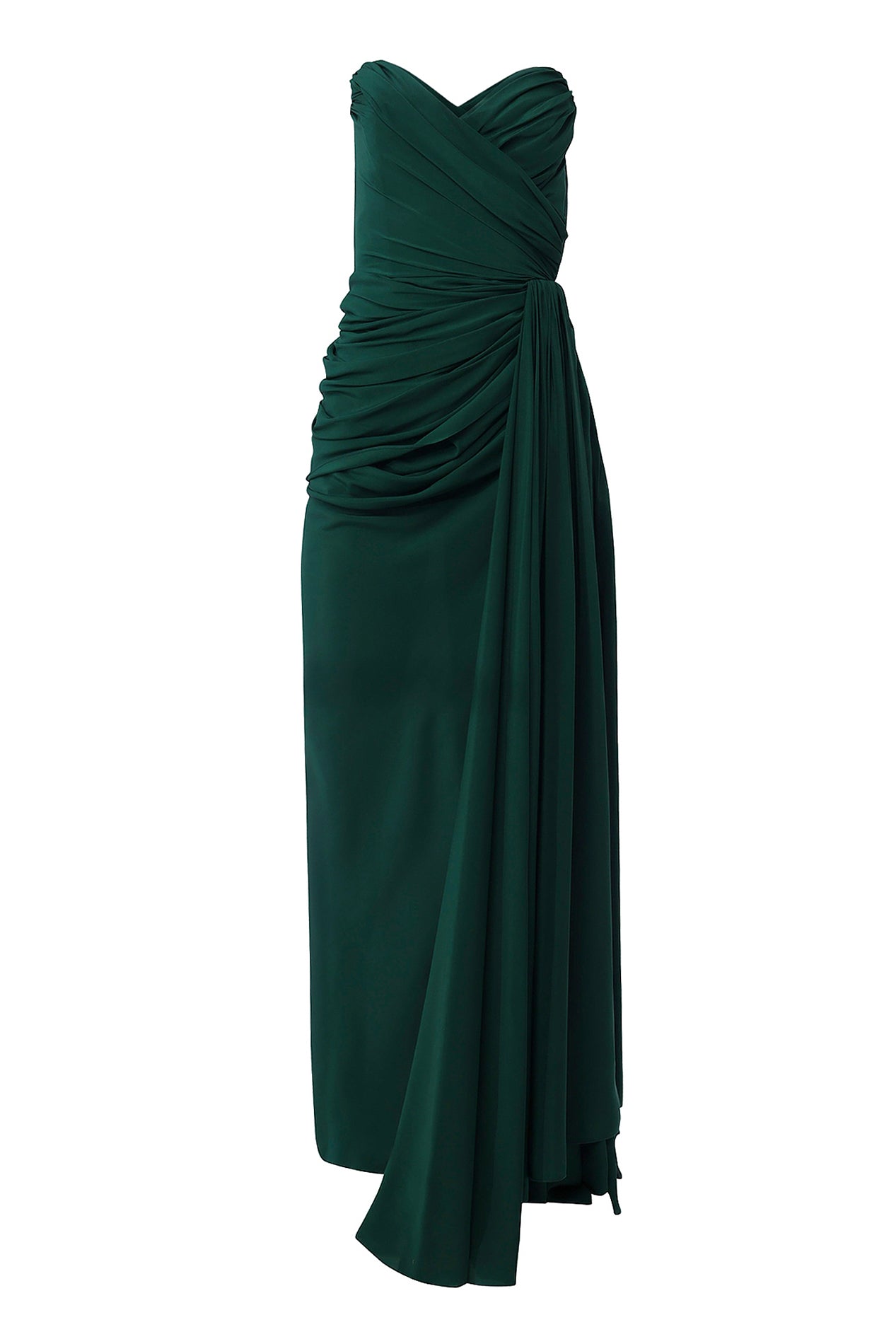 rhea costa Gaia Silk Dress In Forest-Green