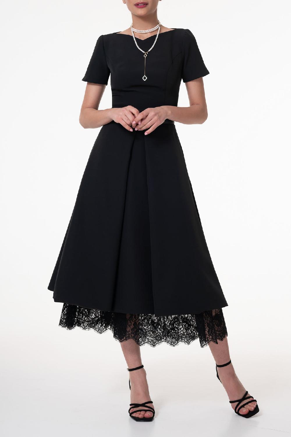 Rhea Costa Grace Crepe Midi Dress In Black