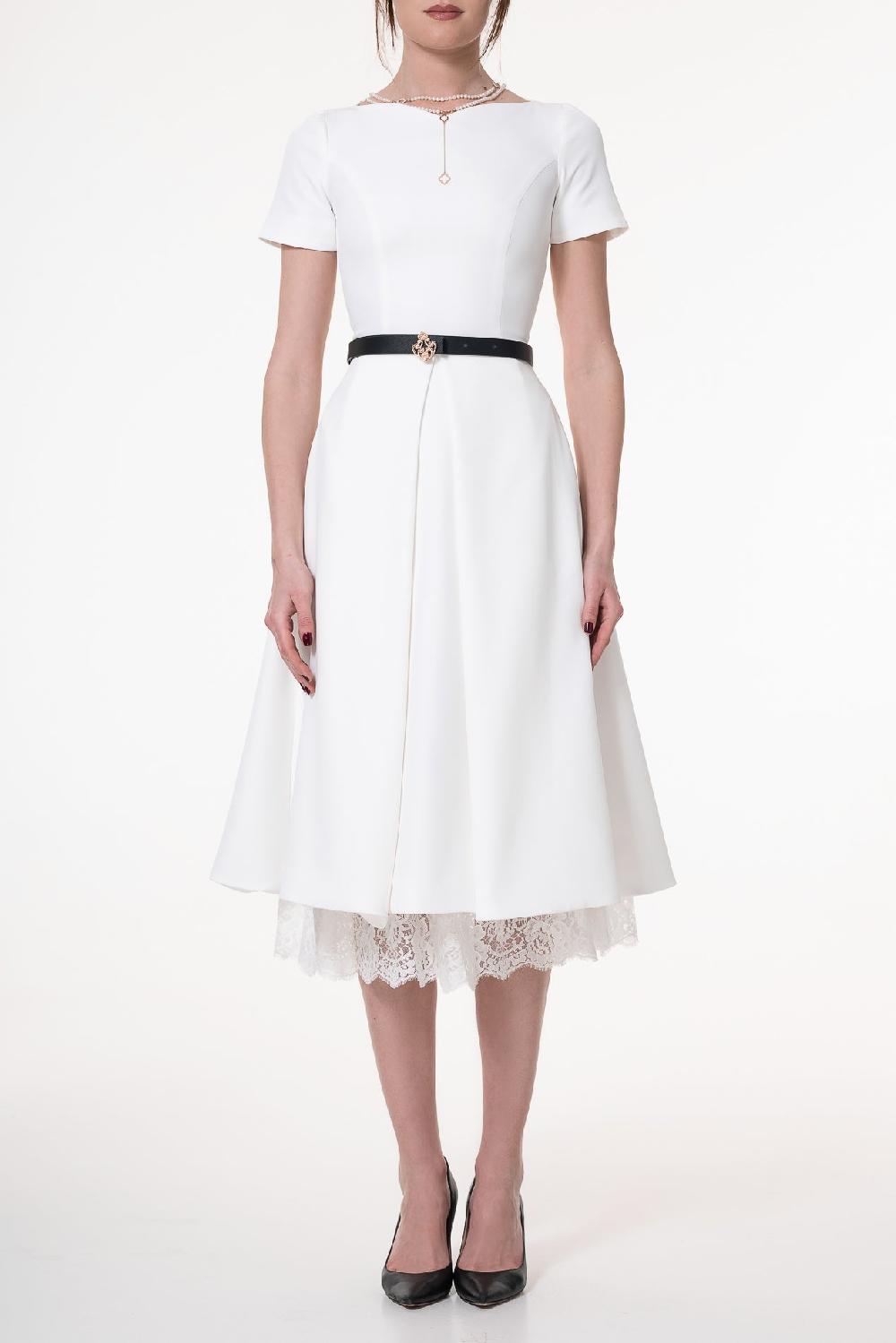 Rhea Costa Grace Crepe Midi Dress In Ivory