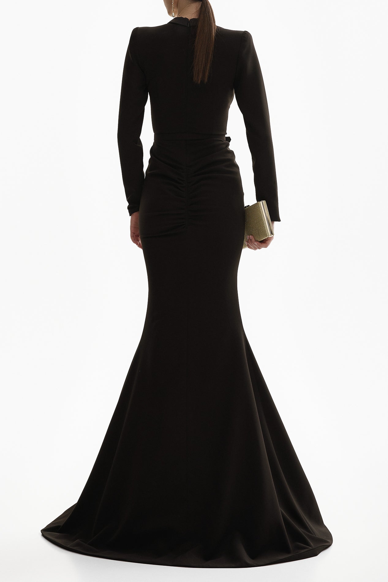 Rhea Costa Huda Crepe Long Dress In Black