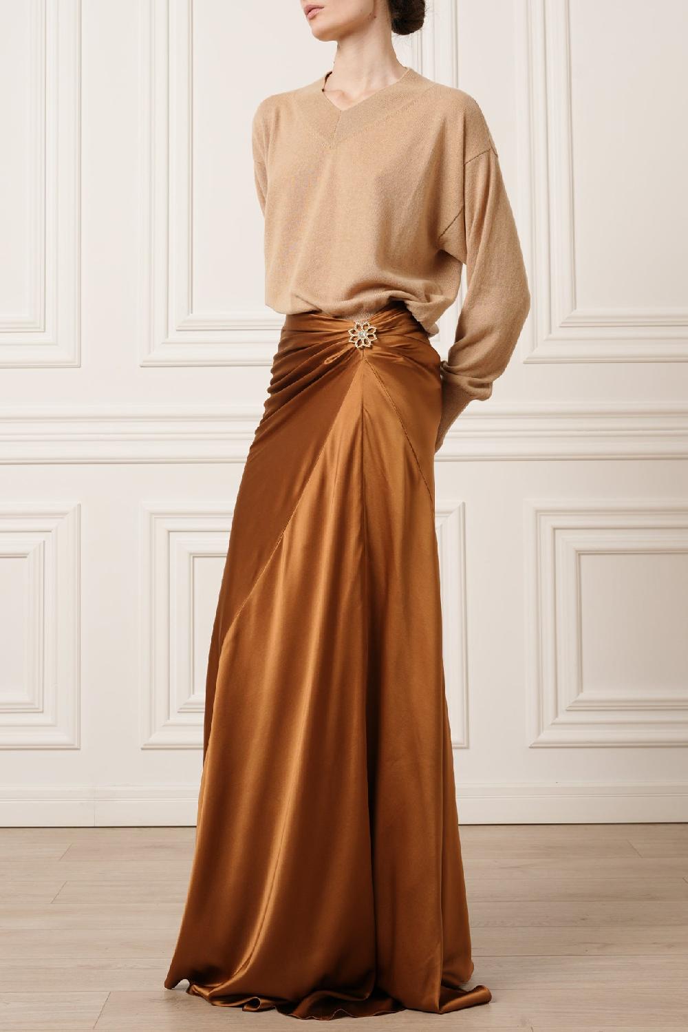 Rhea Costa Huda V-Neck Cashmere Sweater In Dune