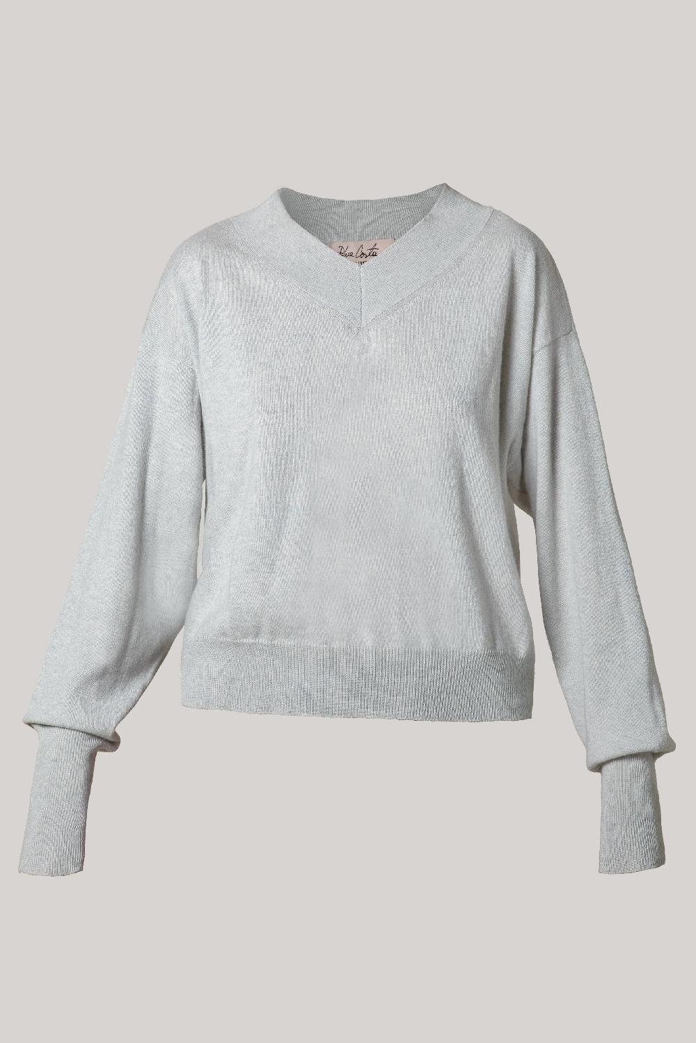 rhea costa Huda V-Neck Cashmere Sweater In Pumice