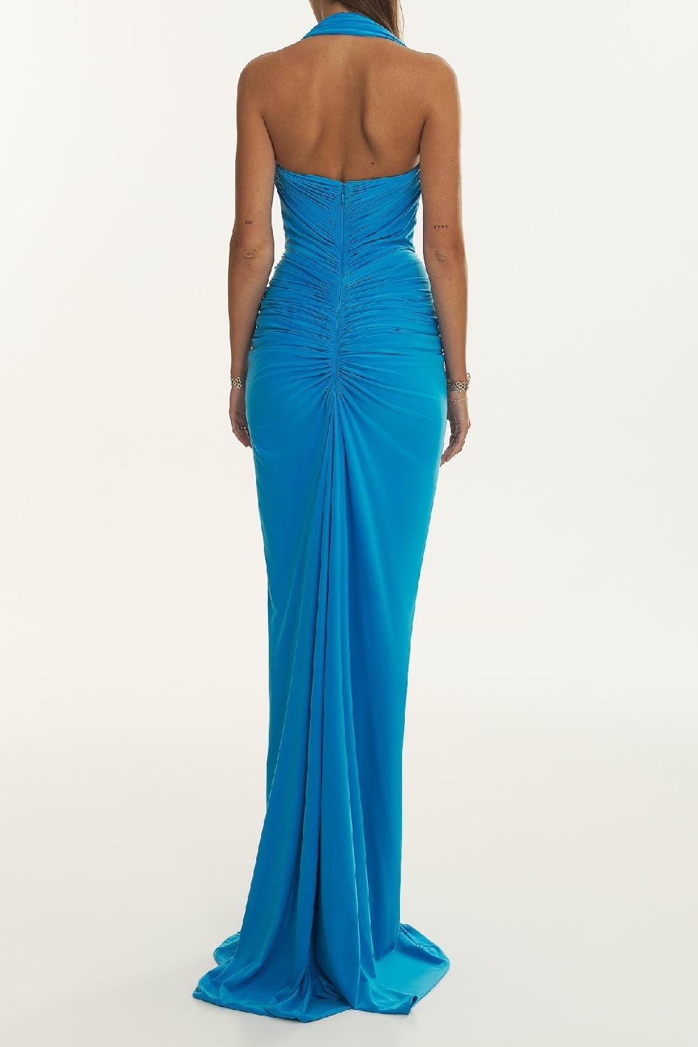 Rhea Costa Iara Jersey Long Dress In Azure