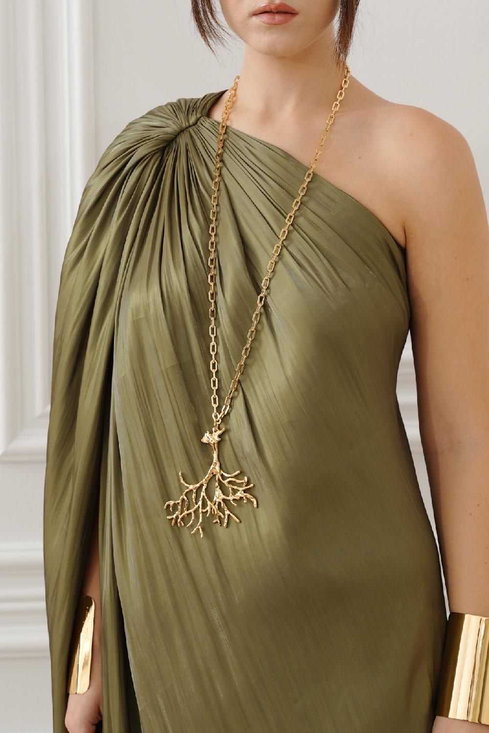 Rhea Costa Isla Long Dress In Olive