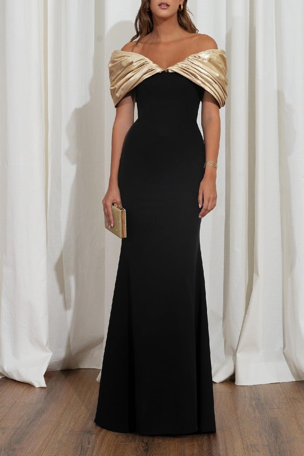 rhea costa Ivonna Crepe And Metallic Taffeta Dress