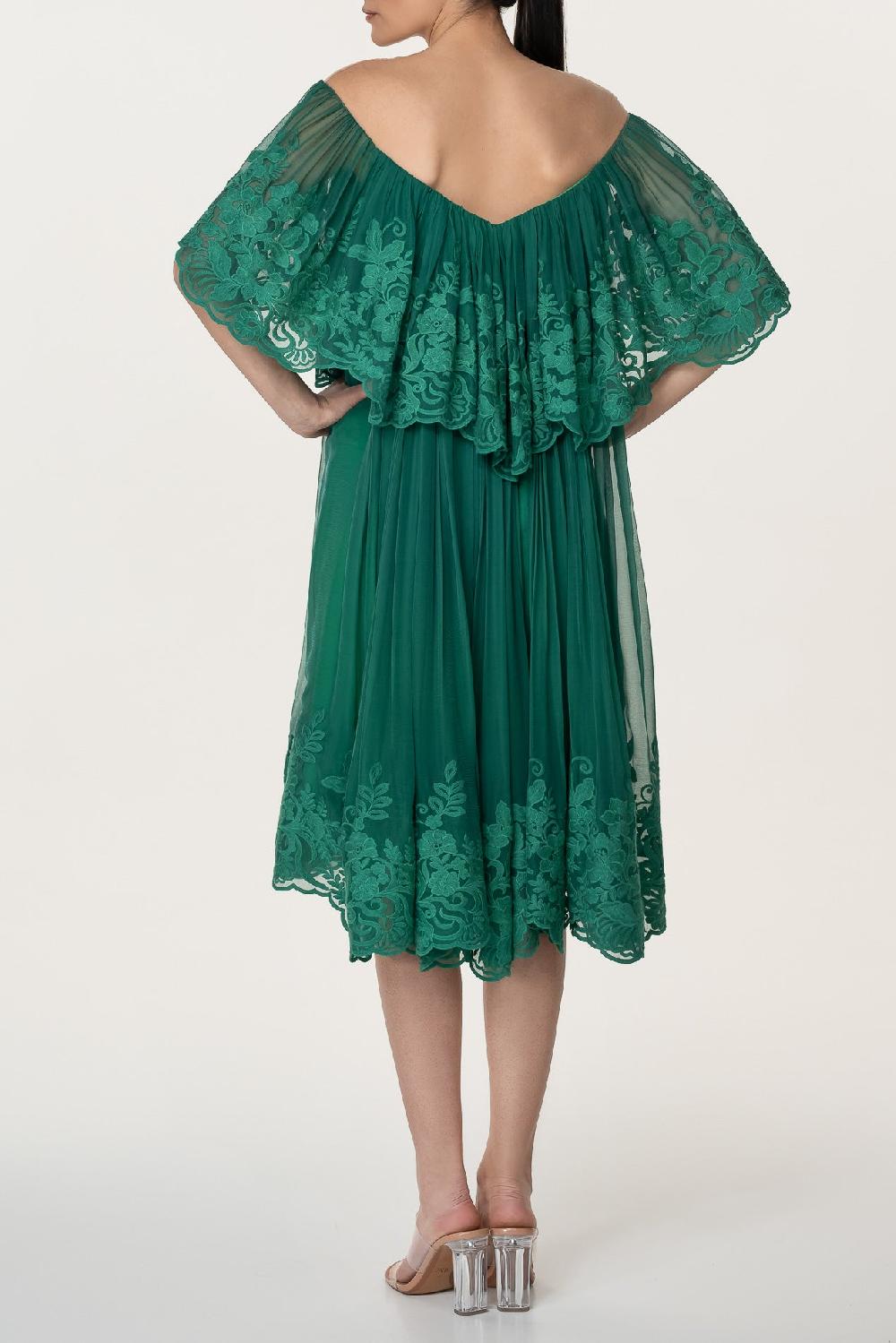 Rhea Costa Jade Emerald Boho Midi Dress
