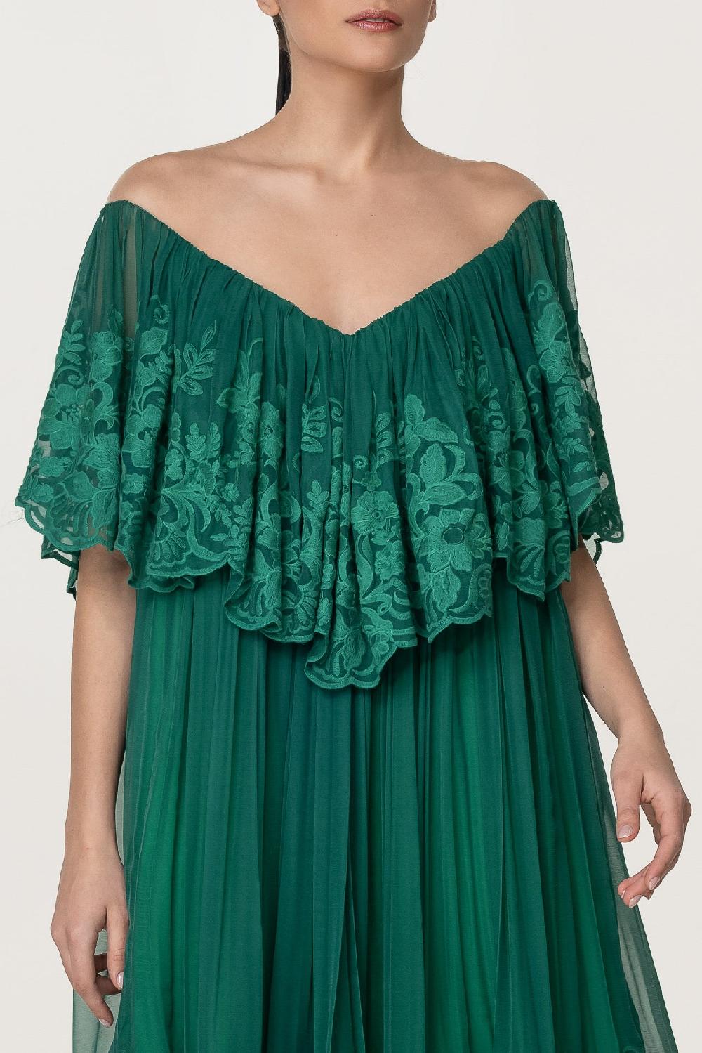 Rhea Costa Jade Emerald Boho Midi Dress