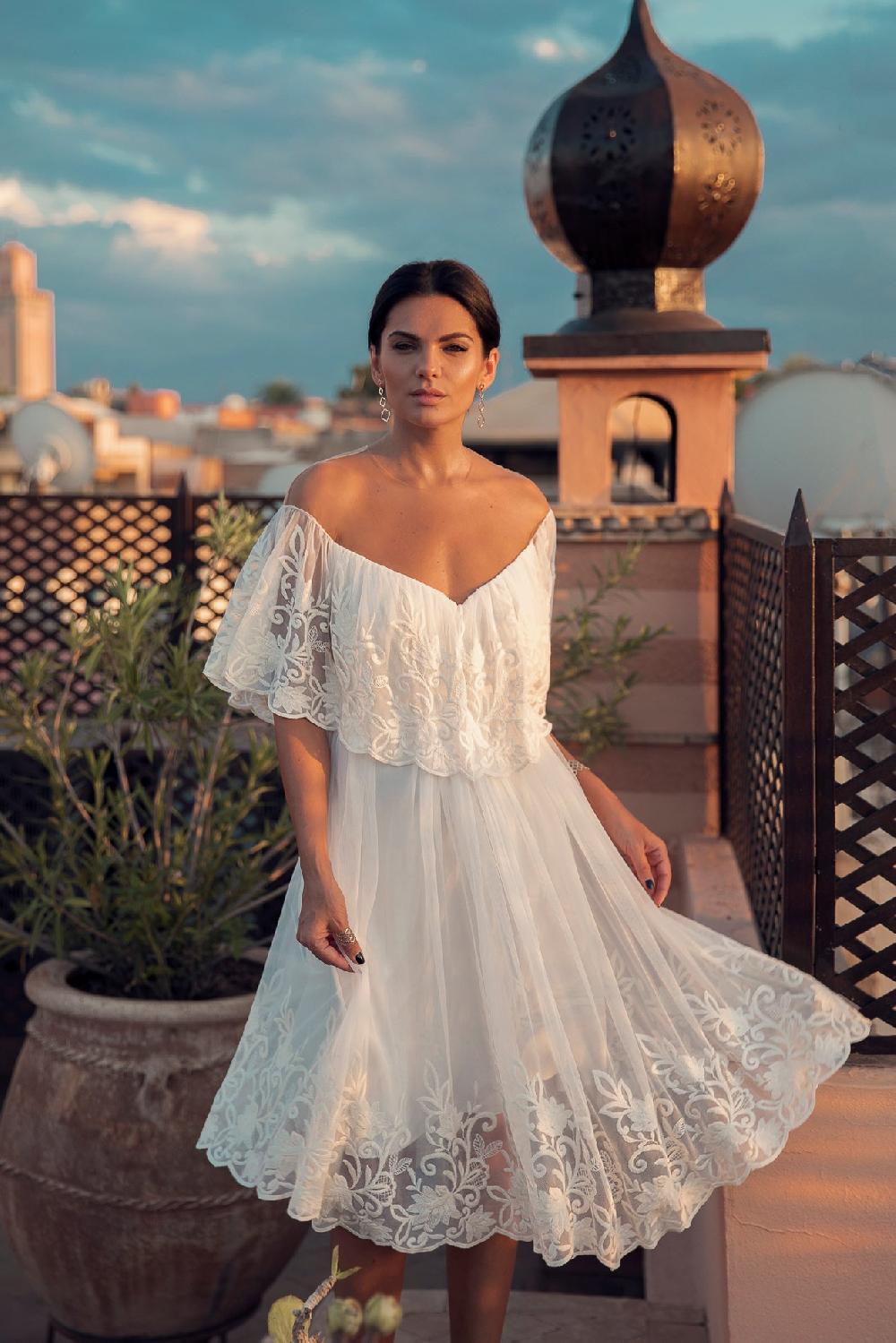 Rhea Costa Jade Ivory Boho Midi Dress