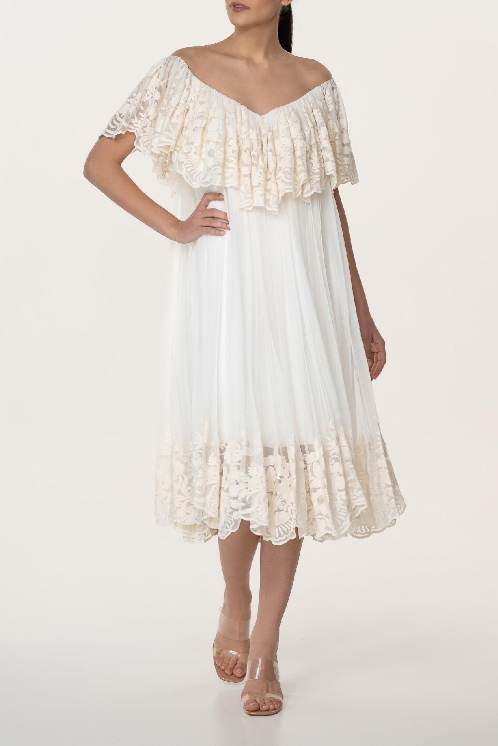 Rhea Costa Jade Ivory Boho Midi Dress