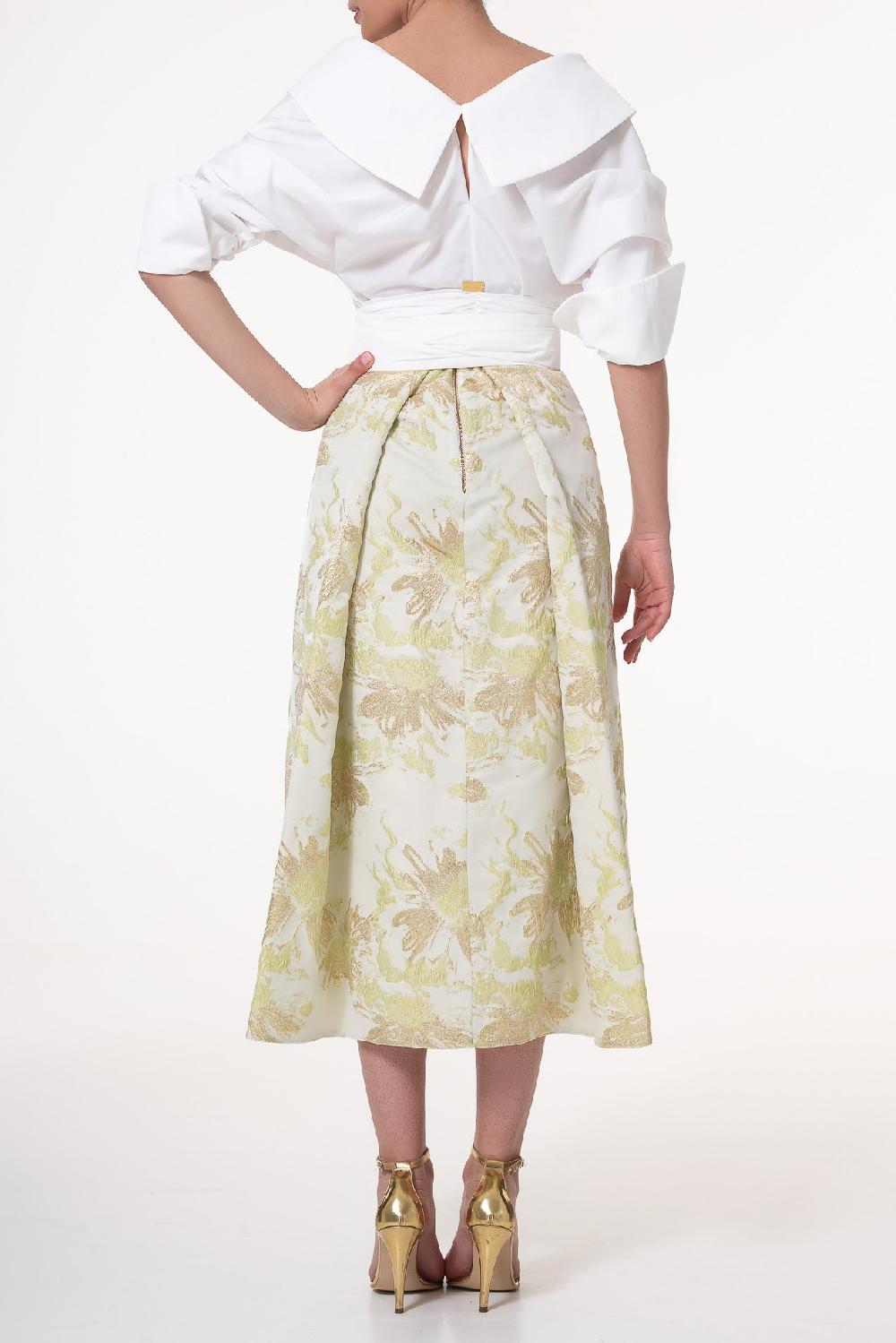 Rhea Costa Jasmine Brocade Skirt In Pistachio
