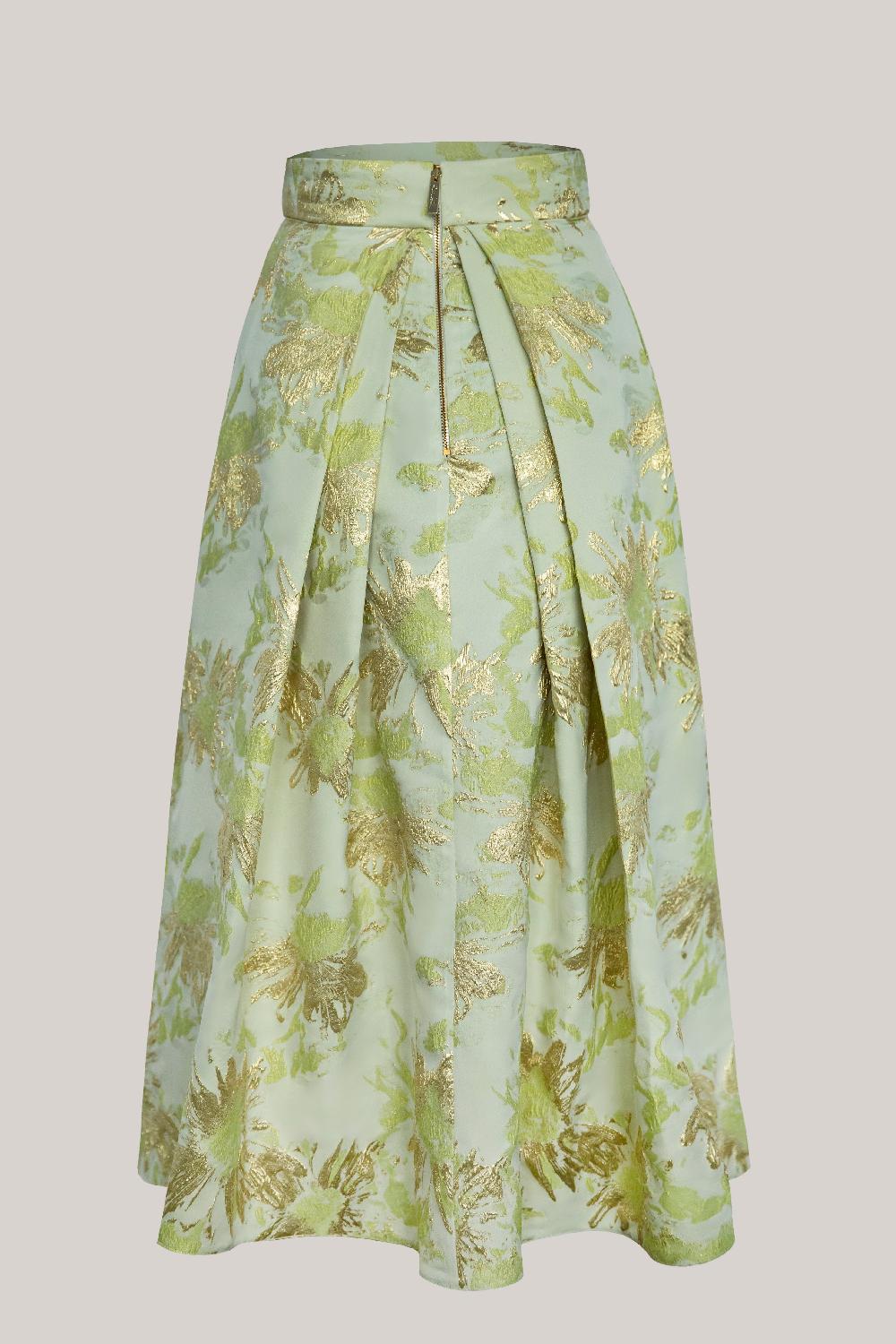 Rhea Costa Jasmine Brocade Skirt In Pistachio