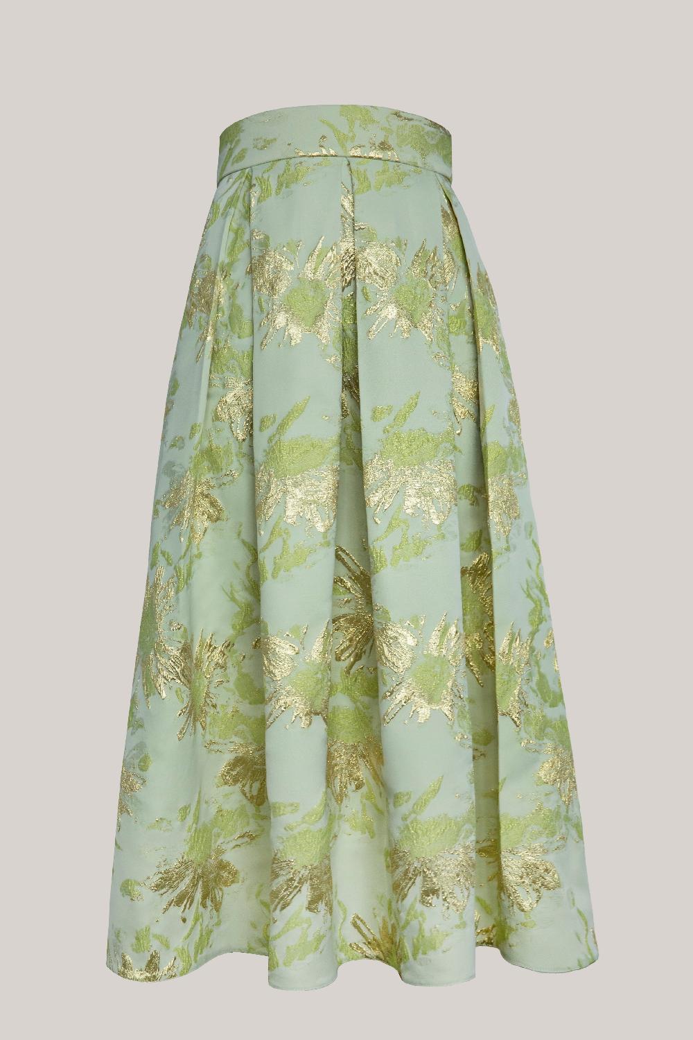 rhea costa Jasmine Brocade Skirt In Pistachio