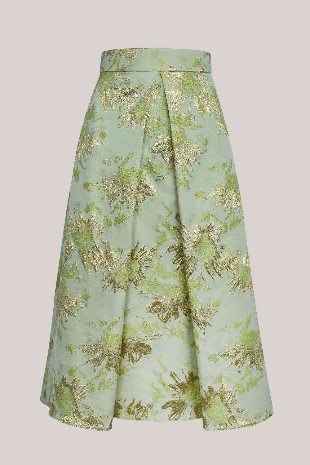 rhea costa Jasmine Brocade Skirt In Pistachio