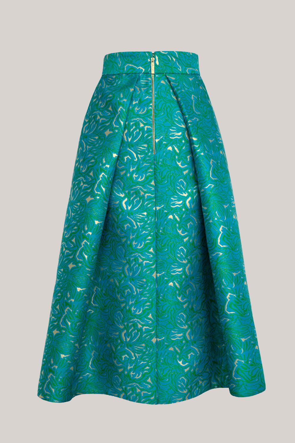 Rhea Costa Jasmine Brocade Skirt In Teal