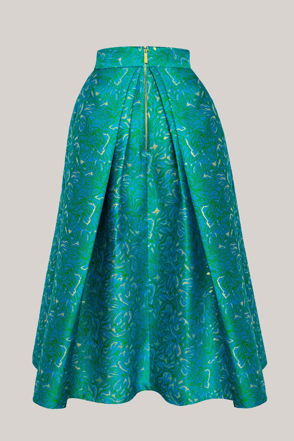 Rhea Costa Jasmine Brocade Skirt In Teal