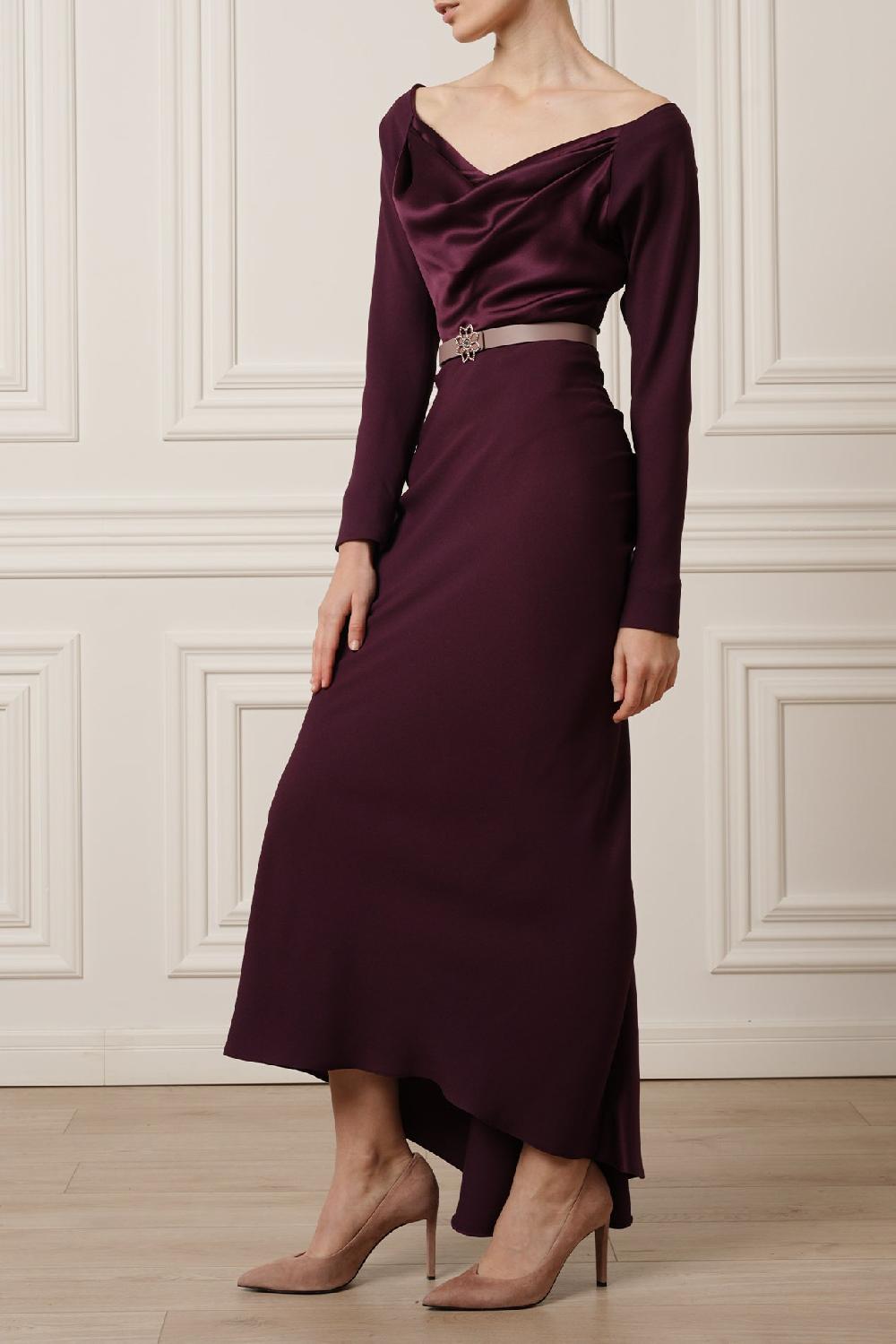 Rhea Costa Jessica Midi Dress In Plum