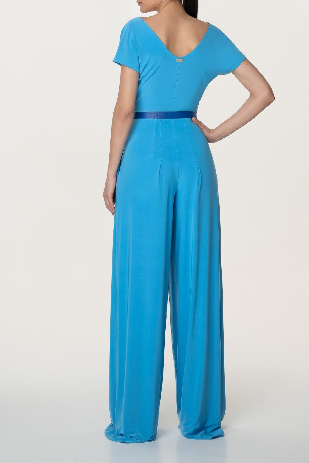 Rhea Costa Joan Azure Jersey Jumpsuit